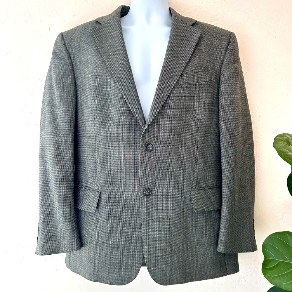 OSCAR DE LA RENTA men's Wool Mini Houndstooth Blazer Sports Coat Jacket Size 44R